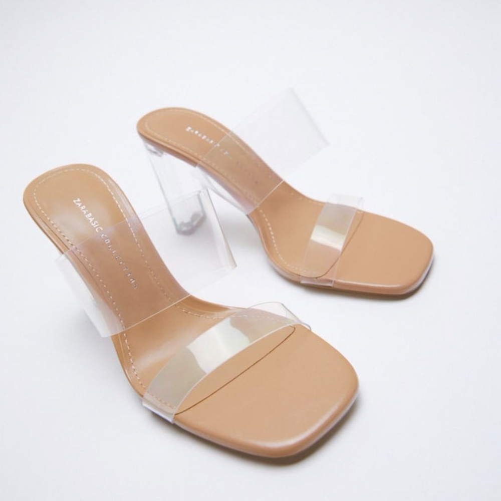 Zara VINYL SANDALS WITH METHACRYLATE HEEL / 9